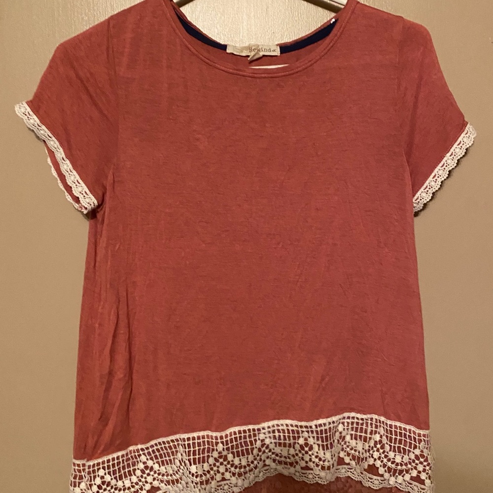 Rewind pink short sleeve shirt with lace detail